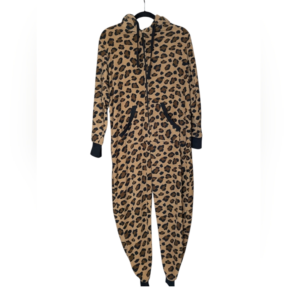 QED London Fleece Leopard Print Youth One Piece Snuggy With Hood
